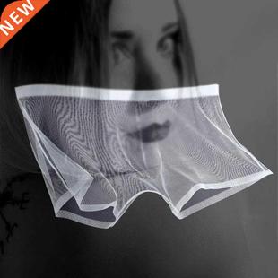 Silk Piec One Through See Ice Bulge Boxers Men Transparent