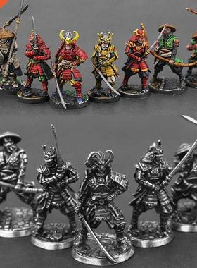 White Copper Japanese Shogunate Samurai Figurines Miniatures