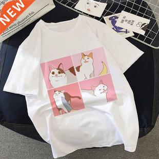 Cat Kawaii Anime Graphic Print T-shirt Women 2020 New Summer