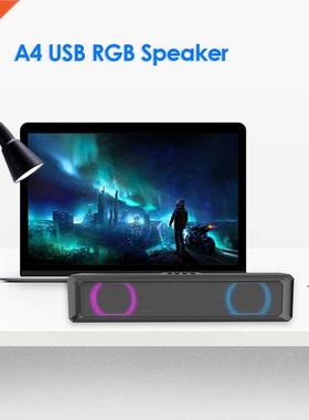 A4 6W RGB USB Wired Sound Bar Audio Speaker Multimedia Louds