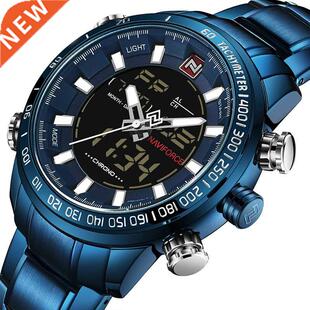 NAVIFORCE Watches Men Full Steel Quartz Digital Clock Water