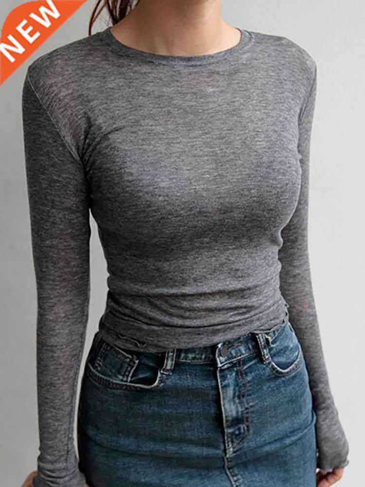 Slim High Quality Plain T Shirt Women Cotton Elastic Basic T