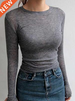 Slim High Quality Plain T Shirt Women Cotton Elastic Basic T