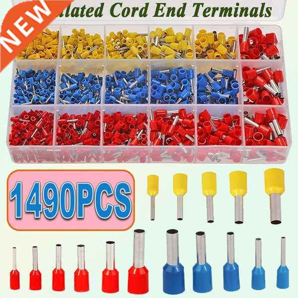 1490PCS Insulated Cord End Terminals with Pearl Cotton Assor