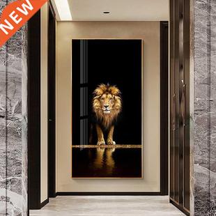 Poster Modern Print Black Wal Animal Lion Decor Golden Home