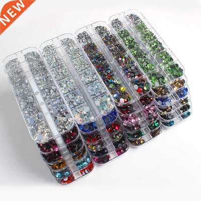 New Box Set 36 Colors 12 grid box Hotfix rhinestone 1200pcs