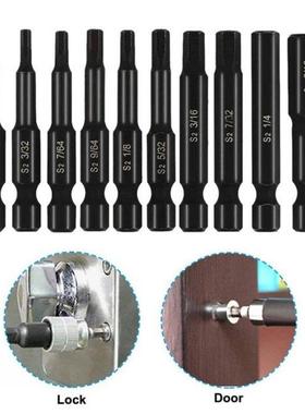 10Pcs/Set SAE Hex Head Drll Bt Set 1/4nch Shank Magnetc