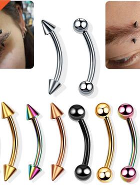 1PC G23 Titanium Eyebrow Banana Piercing Ring Curved Barbell