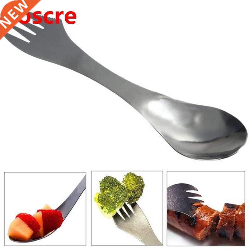 10PCs/ Pack Outdoor Portable 3 in 1 Stainless Steel Spoon Fo
