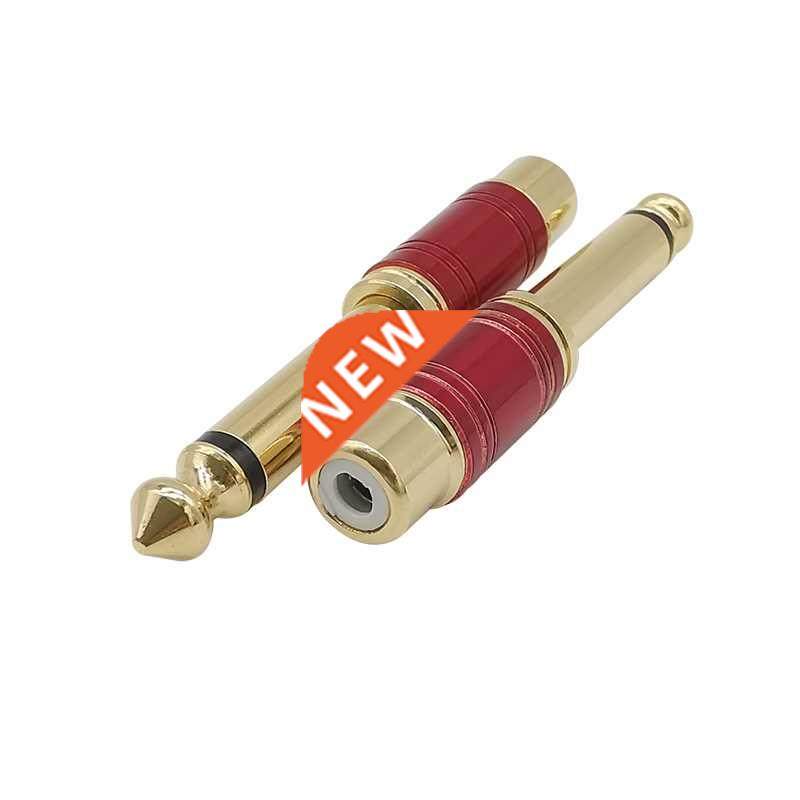 1Pcs Gold Plated 6.35mm Male Plug to RCA Female Jack Audio A