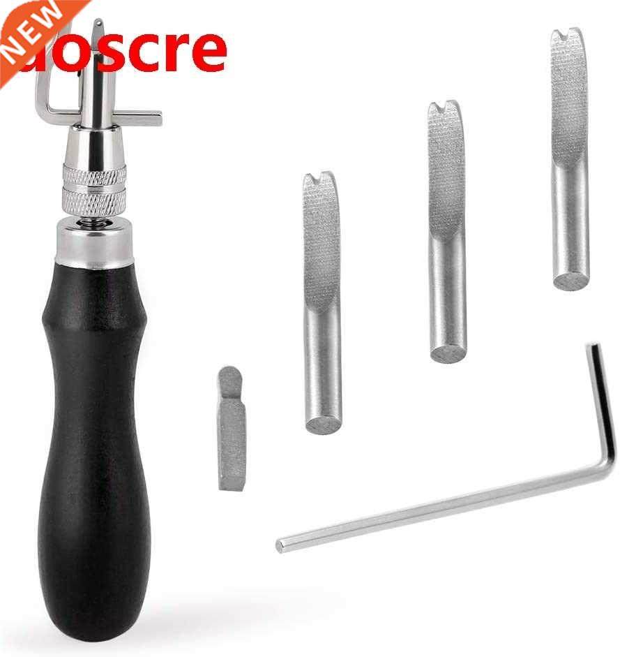 Black Leather Groover Tool, 7in1 Pro Adjustable Stitching Gr