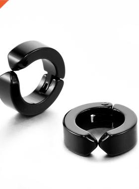 1 Pair Men's Stainless Steel Non-Piercing Earring Clip On Ea