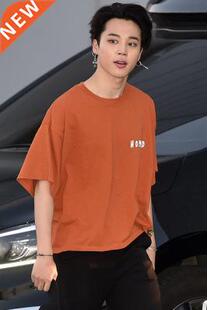 Jimin Tee Orange T-shirt Short Sleeve Top Casual Loose Korea