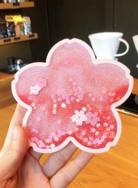 Glitter Coasters Cute Coasters for Drinks Ocean Rainbow Saku