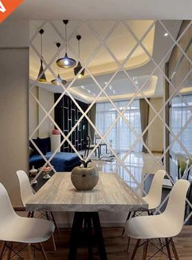17/32/58Pcs 3D Mirror Wall Sticker DIY Diamonds Triangles Ac