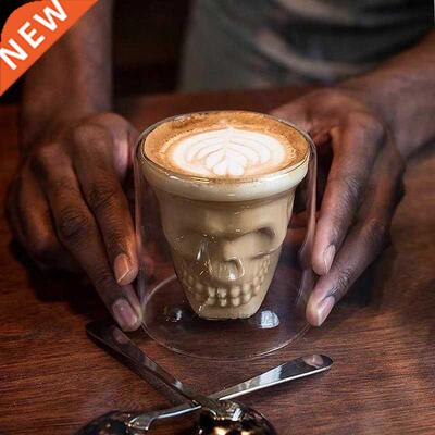 Creative Glass Transparent Crystal Skull Head Coffee Whis