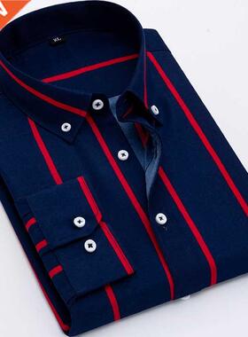 XL 4XL 5XL Spring and Autumn New Men's Long-sleeved Slim Sh