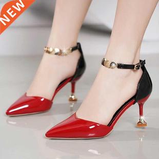 Woen Fashion Buckles Str Toe ujer Pointed Zapatos Sweet
