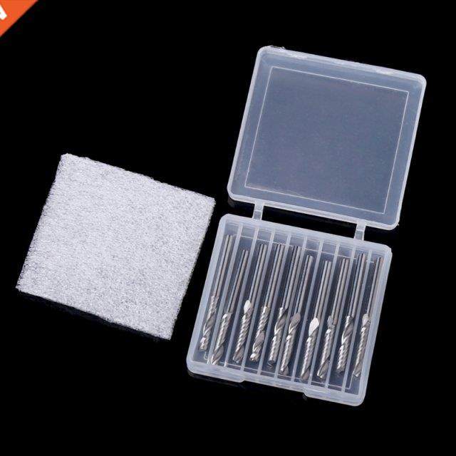 10 Pcs 1/8 Single Flute Carbide Spiral Flat Nose End Mill