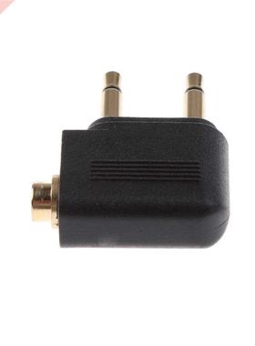 .5mm to 2 x .5mm Gold Plated Airline Airplane Earphone Hea