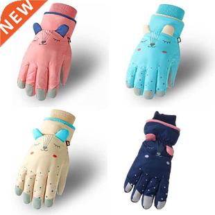 Kids Winter Waterproof Snow Gloves Children Cartoon Ears The