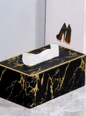 Leather Marble Tssue Box Desktop Paper Towel Holder Napkn
