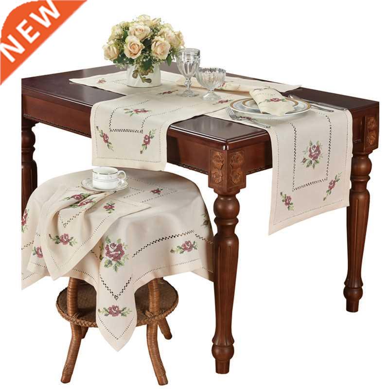 [Camellia Casa]Romantic Cross-stitch Rose Table Runner &