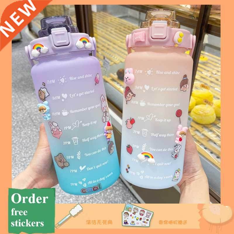 motivational water bottle 2 liters student drink bottle with