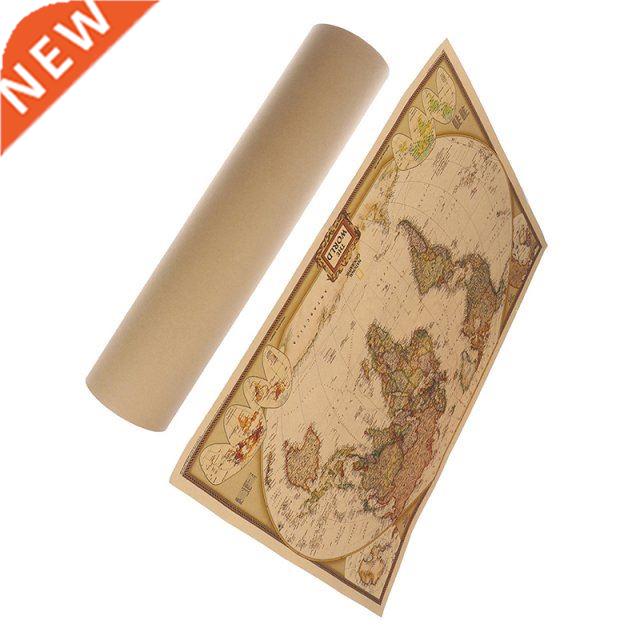 1PCS Large Vintage World Map Detailed Antique Poster Wall Ch