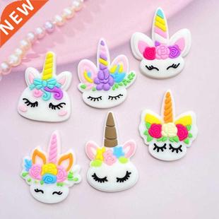 flexible DIY Mini back Flat glue PVC head Unicorn Cute 12pcs