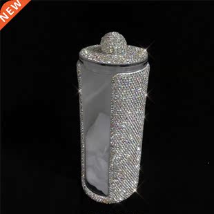 Sparkling Acrylic Brush Organizer with Lid All Rhinestones C