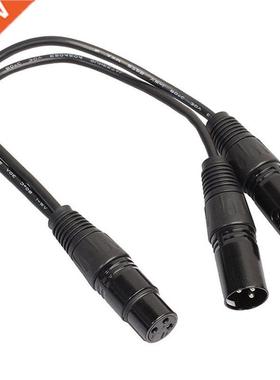 3 Pin XLR Female Jack to 2 Male Plug Y Splitter Cable Adapto