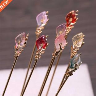 Hanfu Hair Glaze Chinese Hai Metal Style Women Vintage Stick