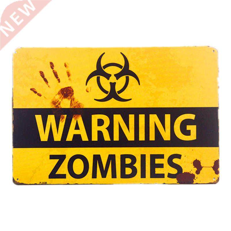 shabby chic retro zombie warning signs halloween posters out