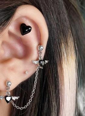 1.2mm Angel Wings Heart Double Lobe Helix Piercing Earring C