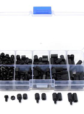 300pcs M3 Black MF Hex Spacers Screw Nut Assortment Kit an