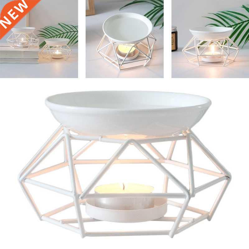 1 Pc Metal Aromatic Oil Burner Geometric Ceramic Essential O