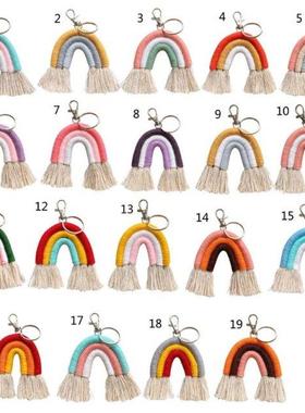 Weaving Rainbow Keychains Boho Handmade key Holder Keyring M