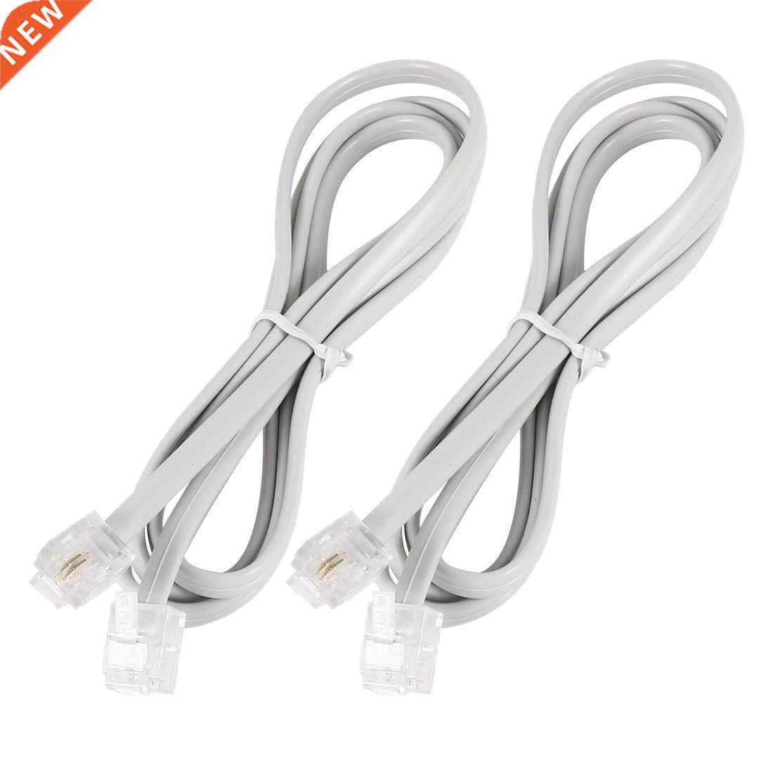 2 Pcs 6P2C RJ11 Male to Male 5mm Width Telephone Cable 1M .