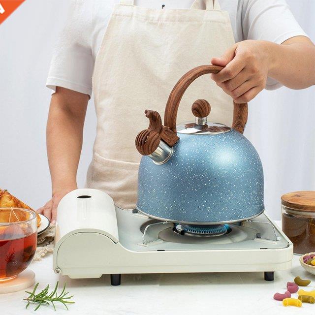 Food Grade Tea Kettle Wood Pattern Handle 2.3 Quart / 2.5 Li