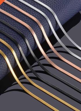 Width 3mm Stainless Steel Flat Necklace Gold Color Waterproo