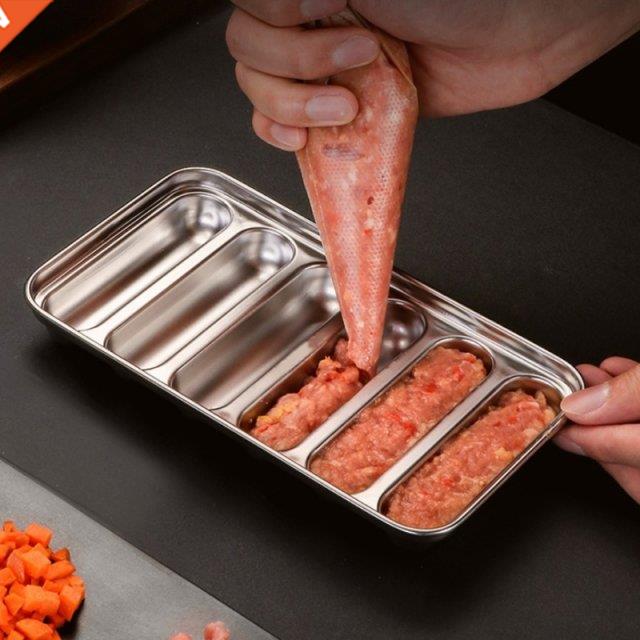 6 Cavity Sausage Maker Stainless Steel Mold Hot Dog Hand