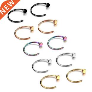 Nose Fake Stud Lip Surgical False 10mm Steel Ring Non