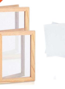 2 Pack Wooden Paper Making Mould Wooden Papermaking Frame wi