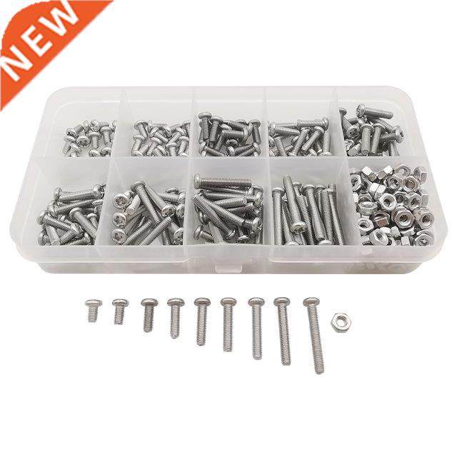 340Pcs/Box M3 Stainless Steel Pan Head Phillips Screw Nuts B