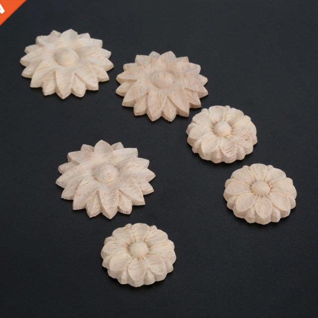 2pc Floral Wood Carved Decal Corner Appliques Frame Wall Fur