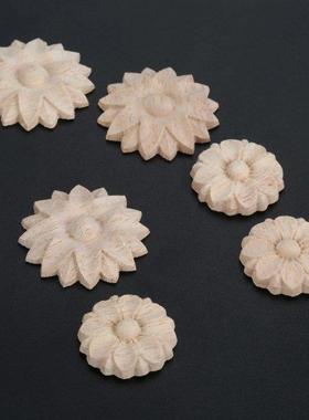 2pc Floral Wood Carved Decal Corner Appliques Frame Wall Fur