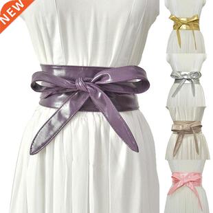 Women Lace Up Belt Faux Leather Bow Tie Waist Girdle Longer