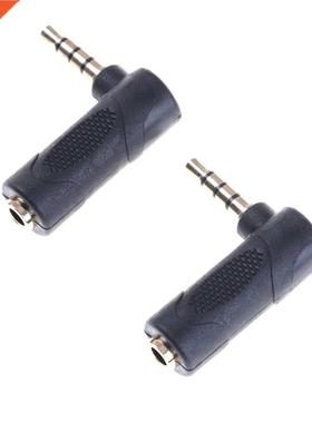 2Pcs Copper 3.5mm 3Pole 90 Degree Right Angle Male to 3.5mm