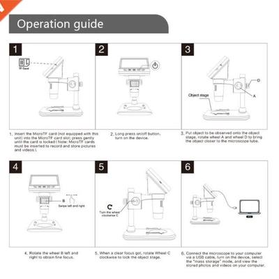 4.3 LCD 1080P Digital Microscope 50X-1000X Magnification Ca